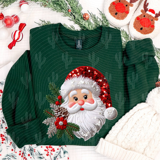 Santa Faux Embroidery + Sequin Digital Download