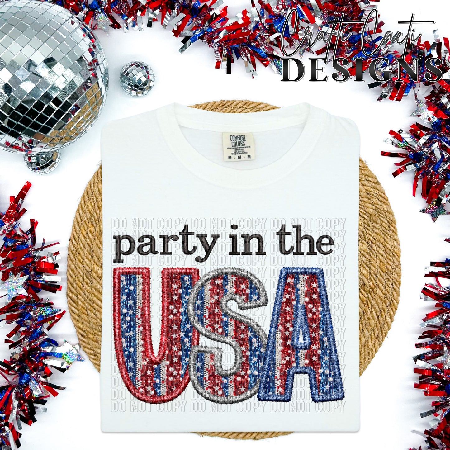 Party In The USA Faux Embroidery Digital Download