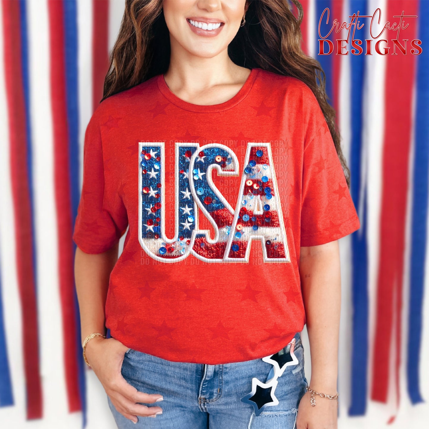 USA Faux Embroidery Digital Download