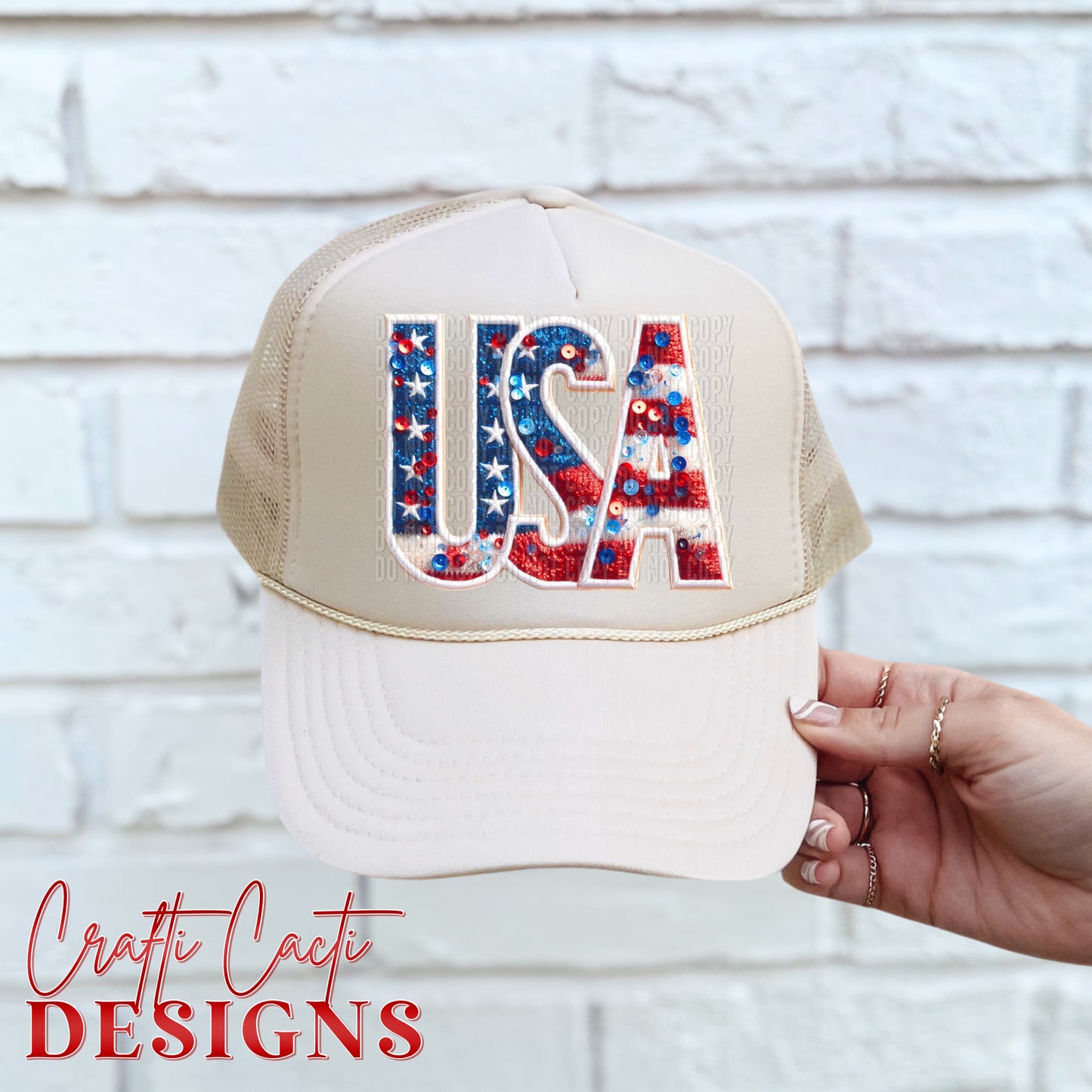 USA Faux Embroidery Digital Download