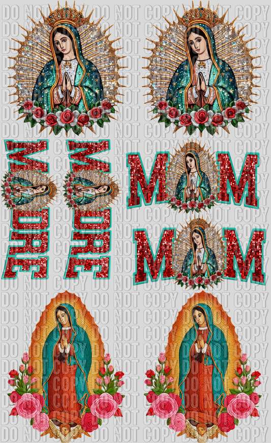 Virgencita Faux Embroidery Mini Pre-Made Gang Sheet—22x30”