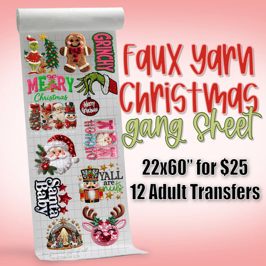 Faux Yarn Christmas Pre-Made Gang Sheet