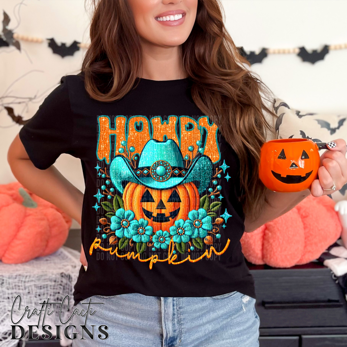 Howdy Pumpkin Faux Embroidery Digital Download