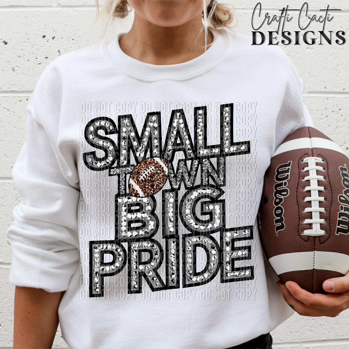 Small Town Big Pride Faux Embroidery and Bling Digital Download