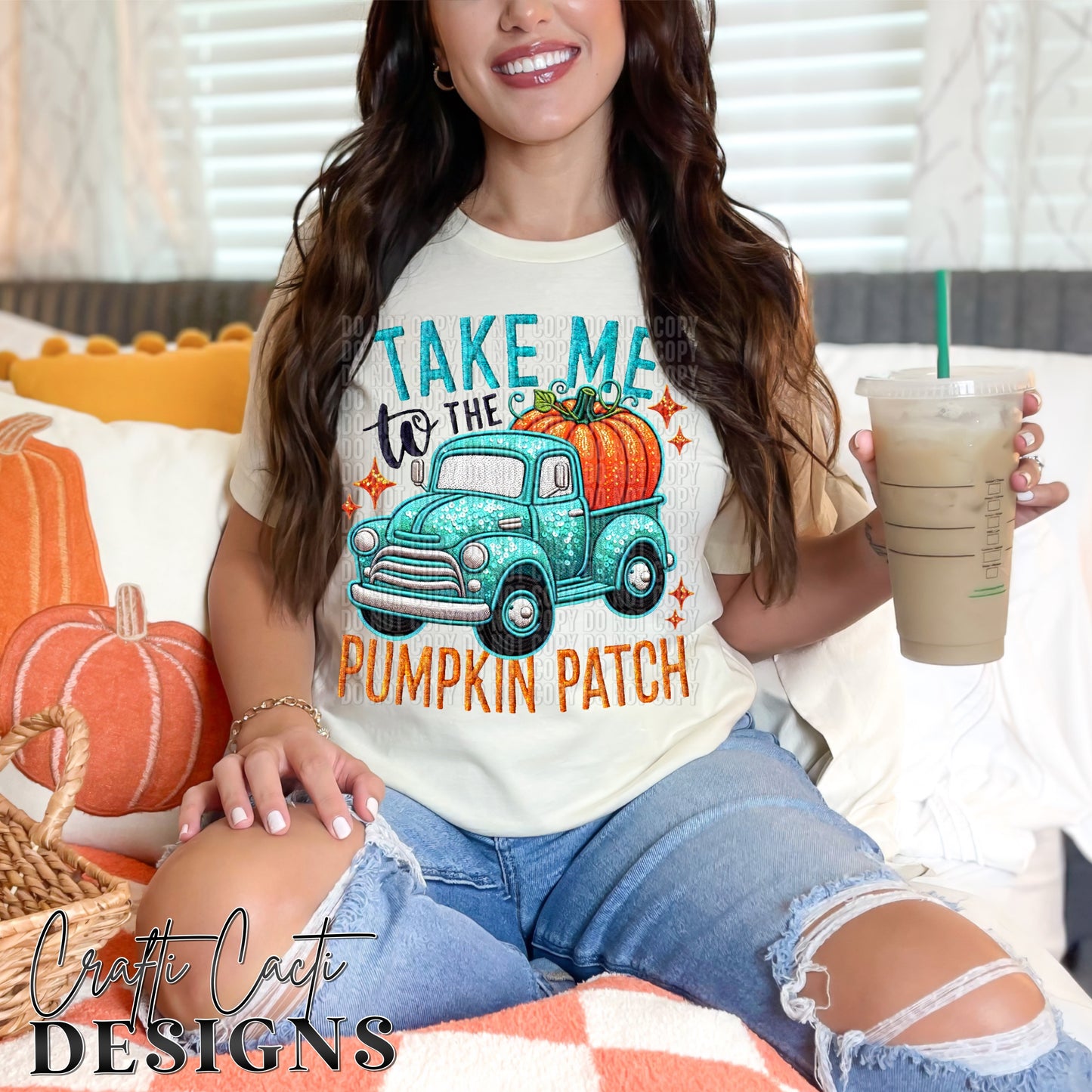 Take Me To The Pumpkin Patch Faux Embroidery Digital Download