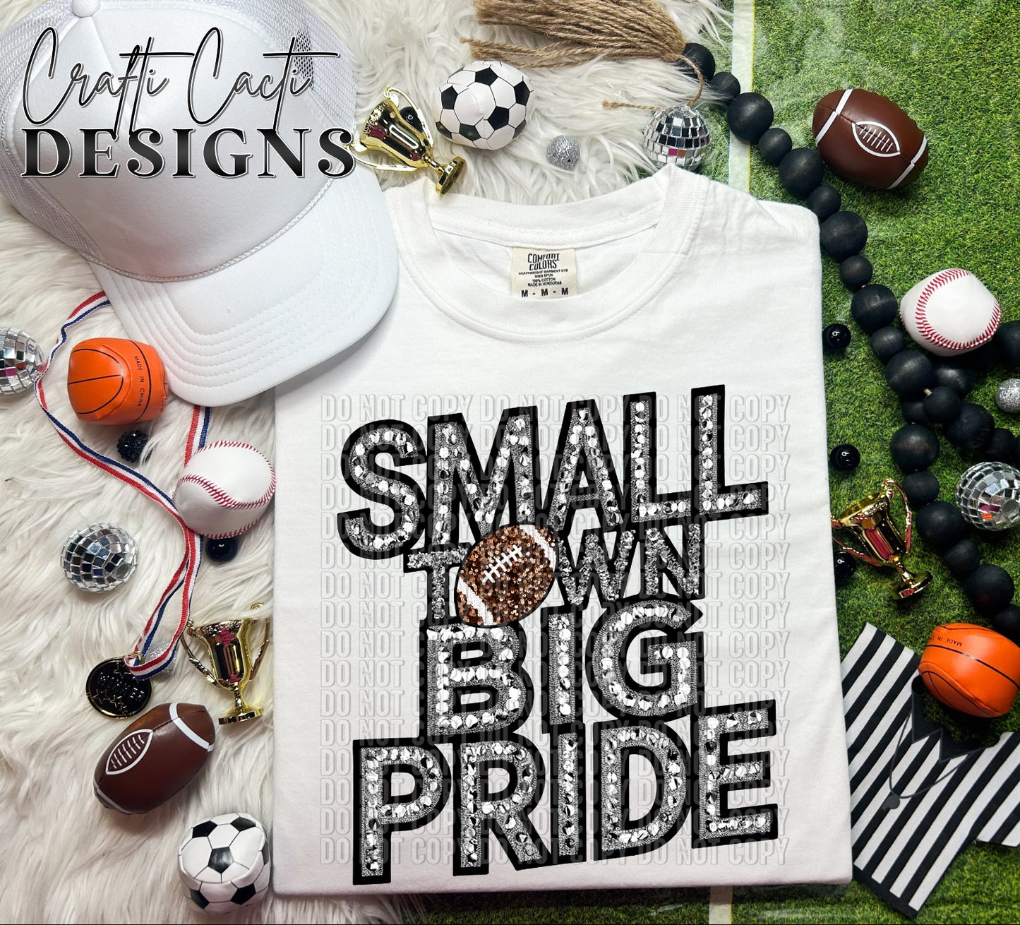 Small Town Big Pride Faux Embroidery and Bling Digital Download