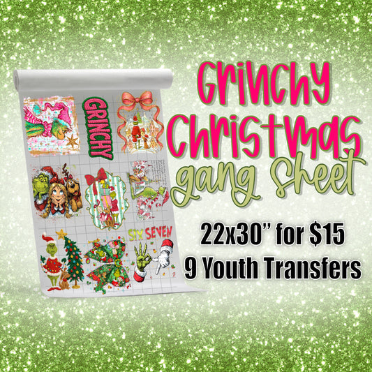 Grinchy Christmas YOUTH Pre-Made Gang Sheet