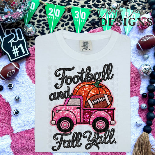 Football and Fall Y'all Faux Embroidery Digital Download