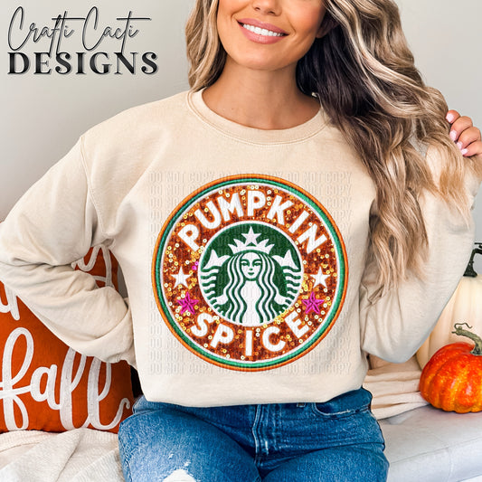 Pumpkin Spice Faux Embroidery Digital Download