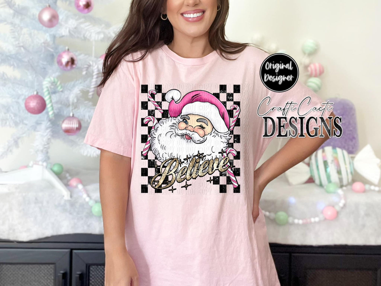 Believe Pink Santa Digital Download