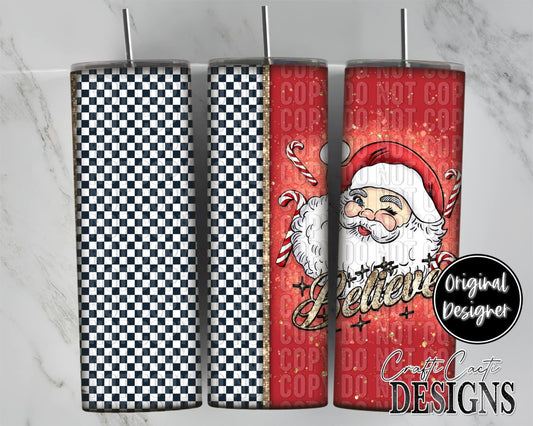 Believe Red Santa Tumbler Wrap Digital Download