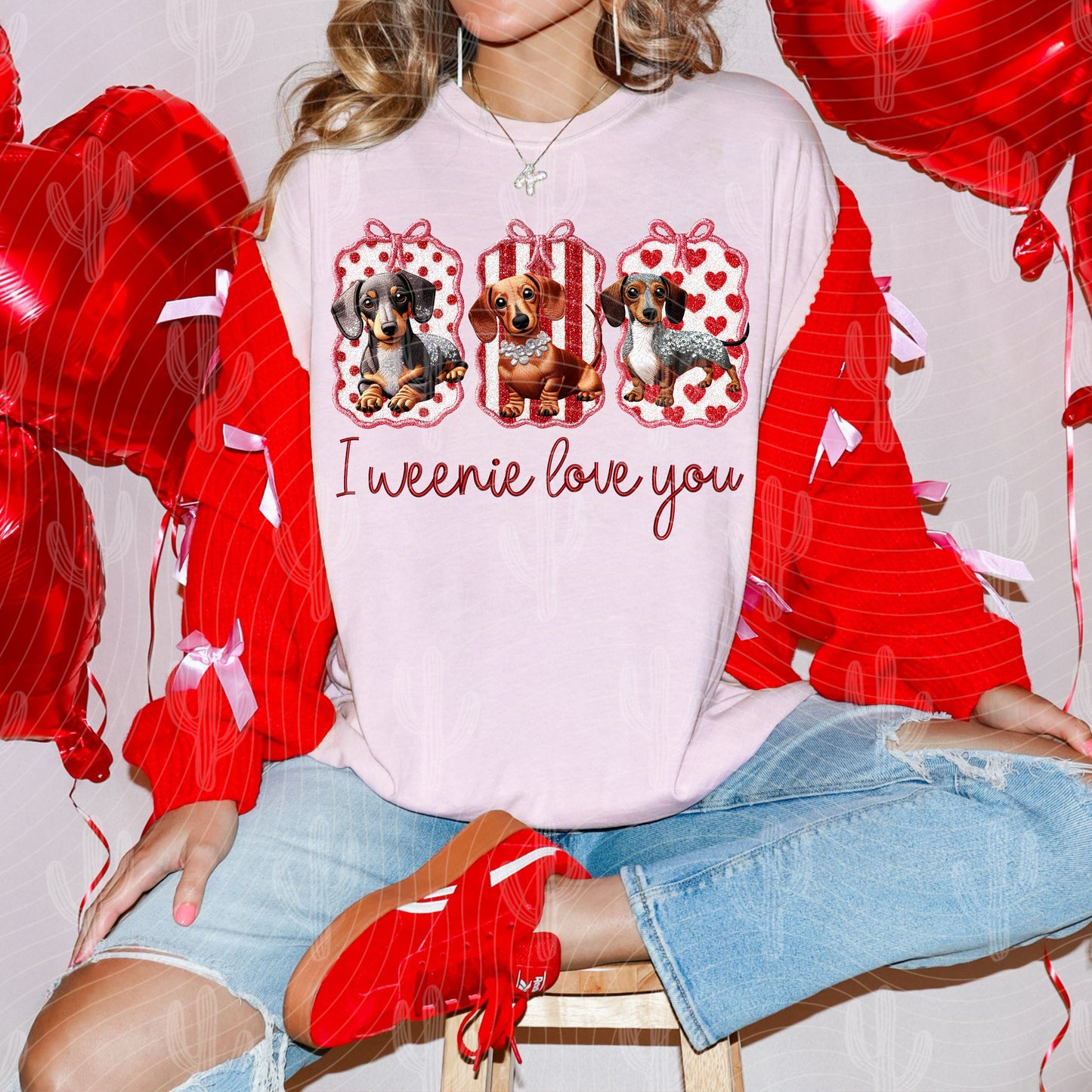 I Weenie Love You - Faux Embroidery + Glitter (3 Font Colors) Digital Download