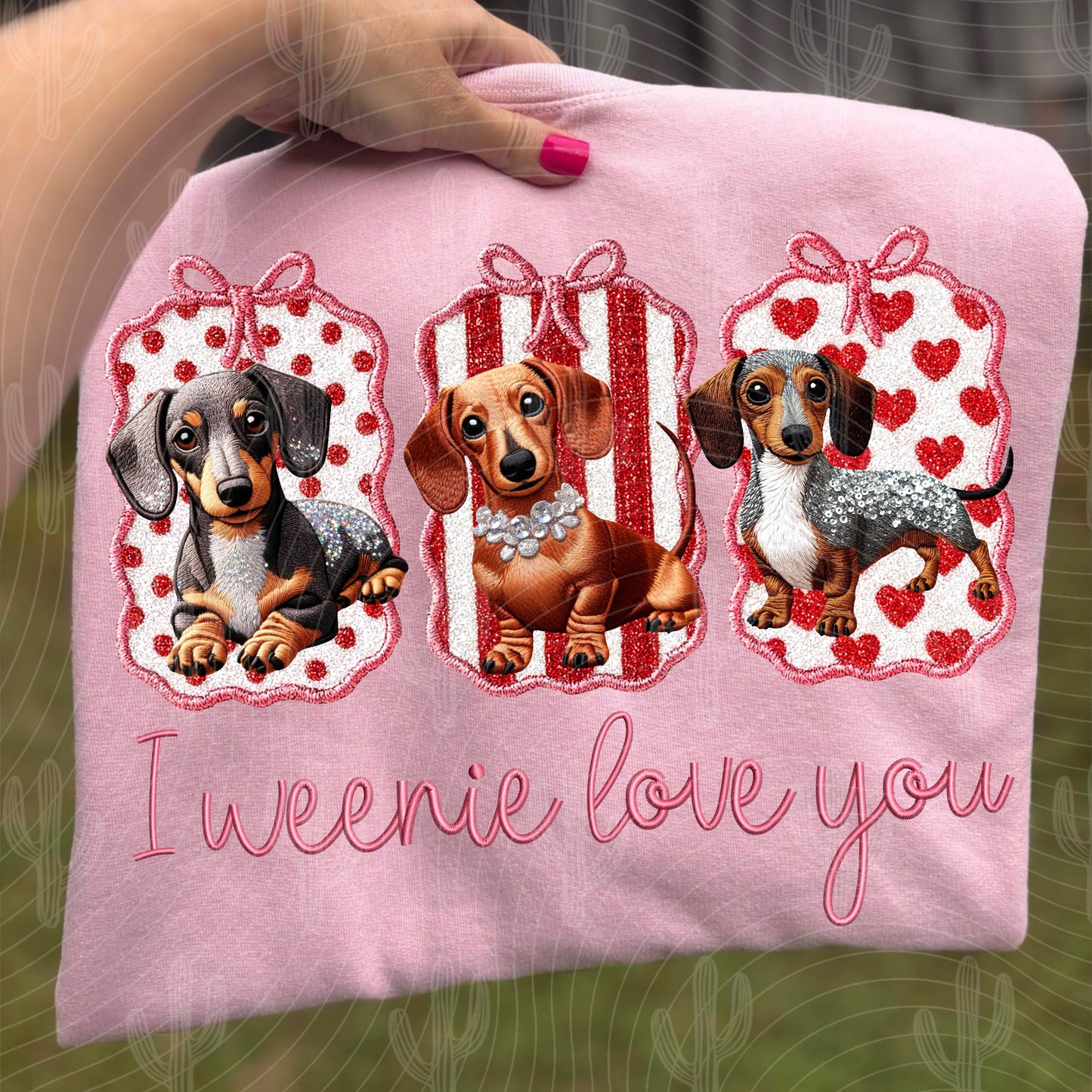 I Weenie Love You - Faux Embroidery + Glitter (3 Font Colors) Digital Download