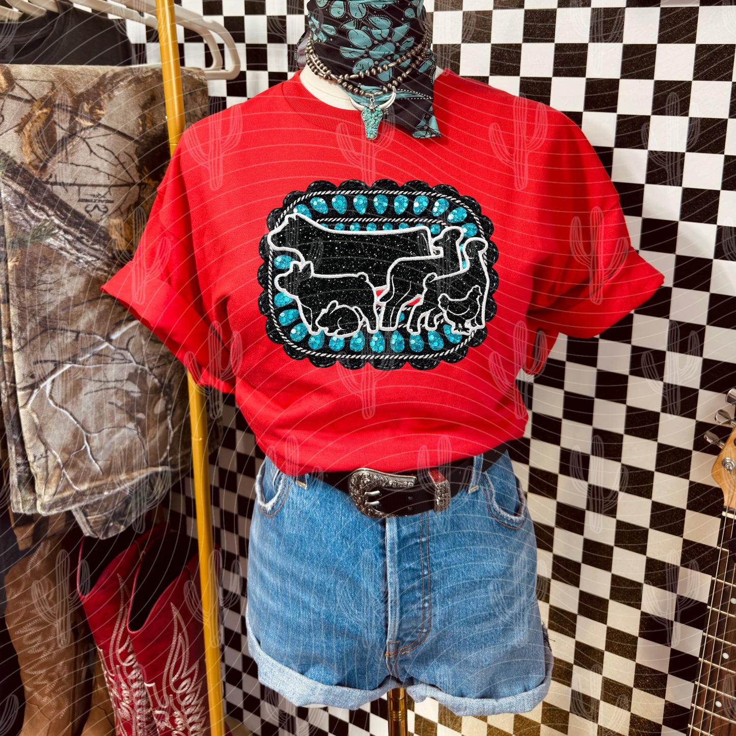 Show Animals Buckle - Faux Embroidery + Glitter Digital Download