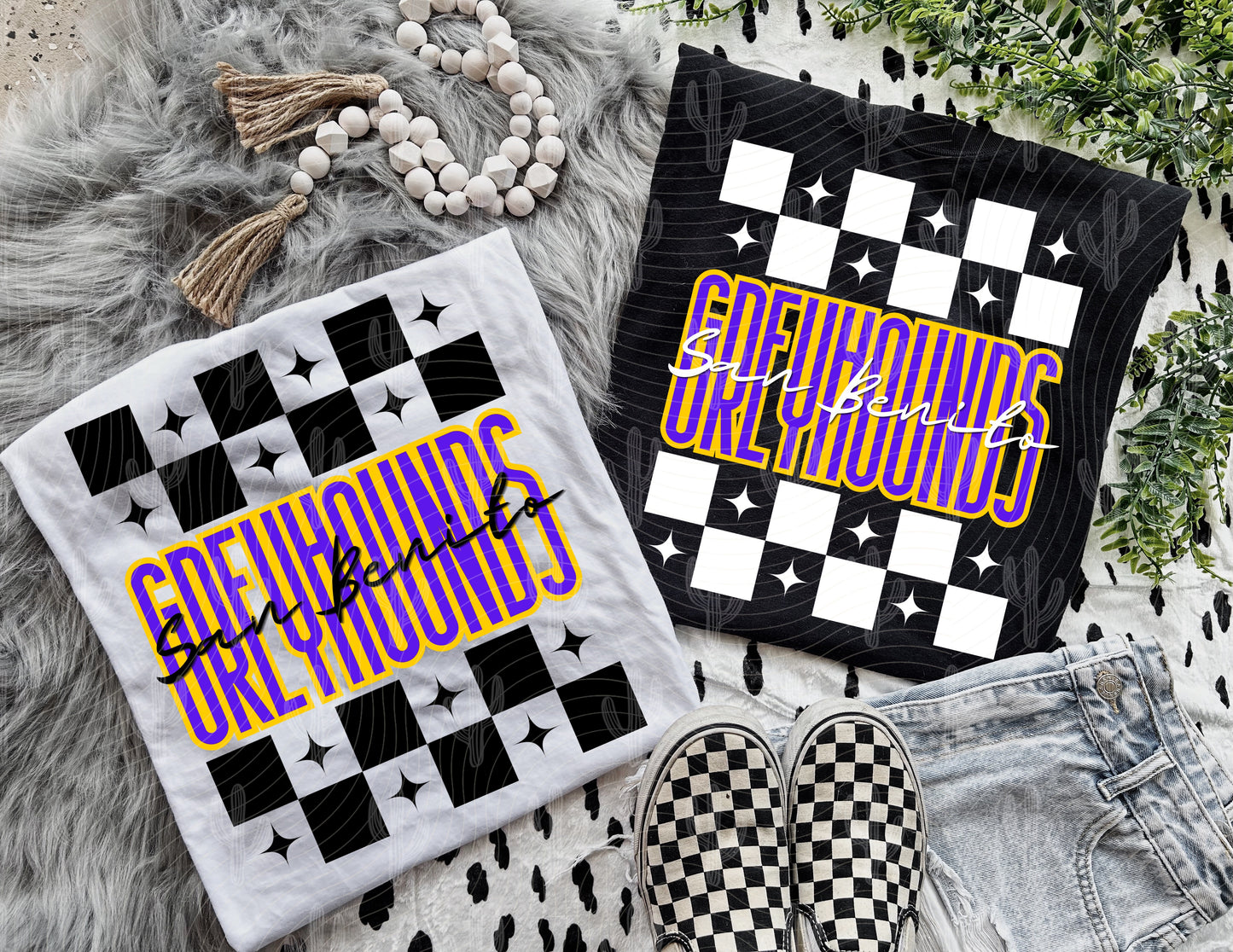 Mascot Checkered Stars Editable Canva Template - Instant Digital Download
