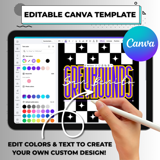 Mascot Checkered Stars Editable Canva Template - Instant Digital Download