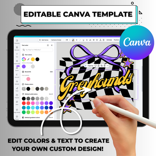 Mascot Checkered & Leopard Pattern Editable Canva Template - Instant Digital Download
