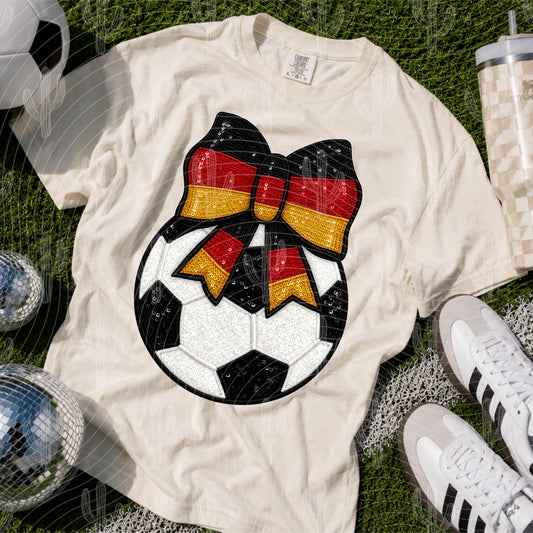 Germany Soccer Bow - Faux Embroidery + Glitter Digital Download