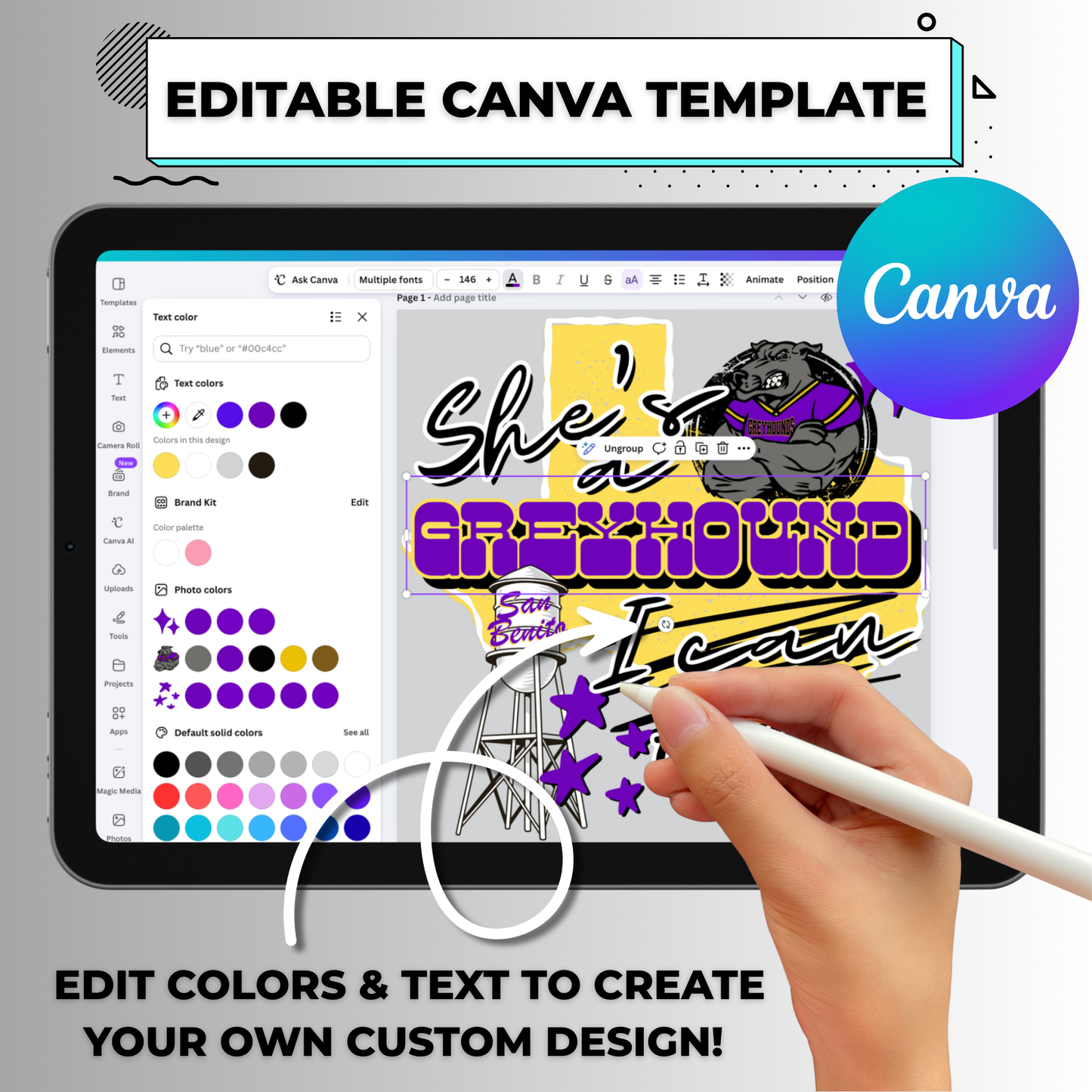 Mascot She’s From TX Editable Canva Template - Instant Digital Download