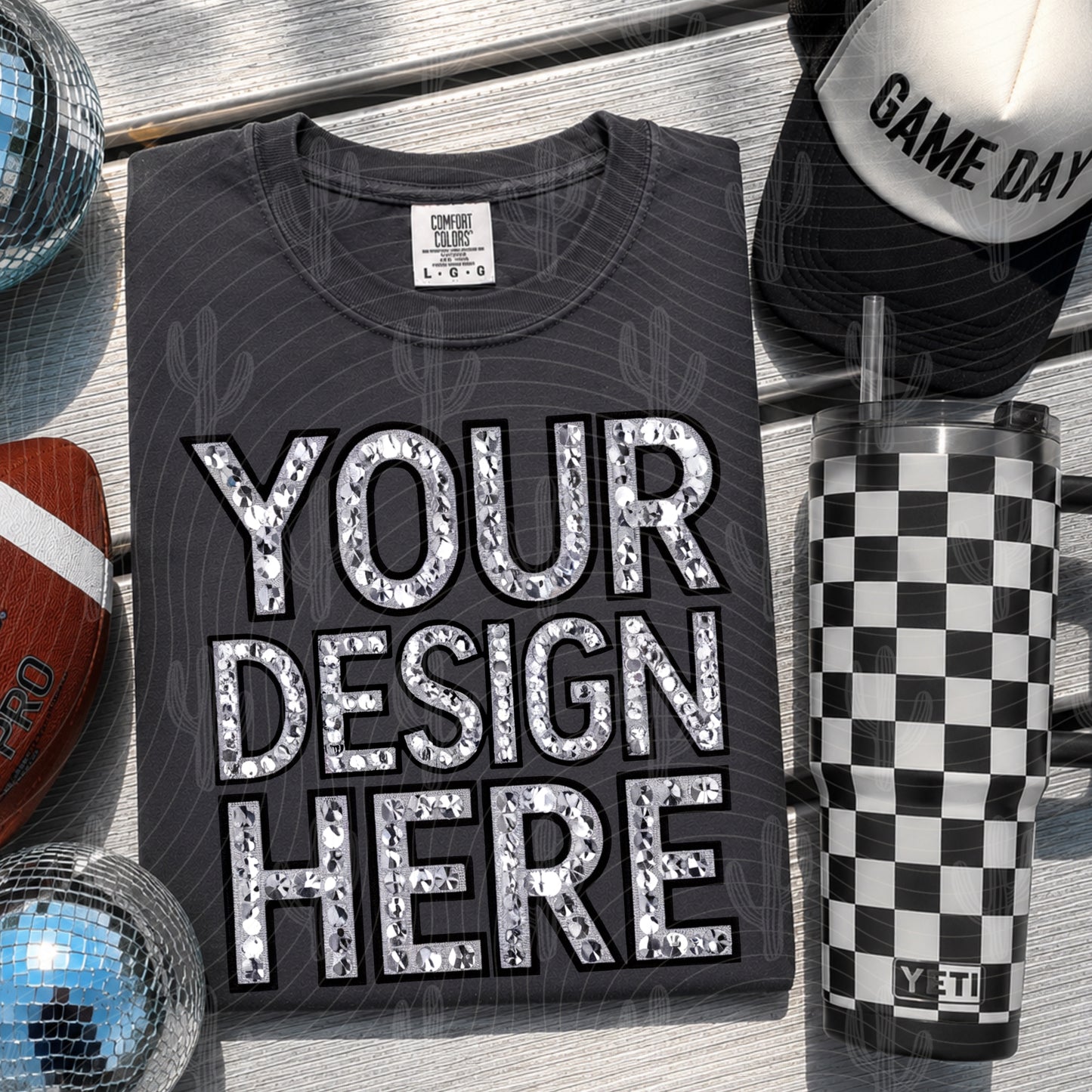 Graphite CC Tee Football Mock Up