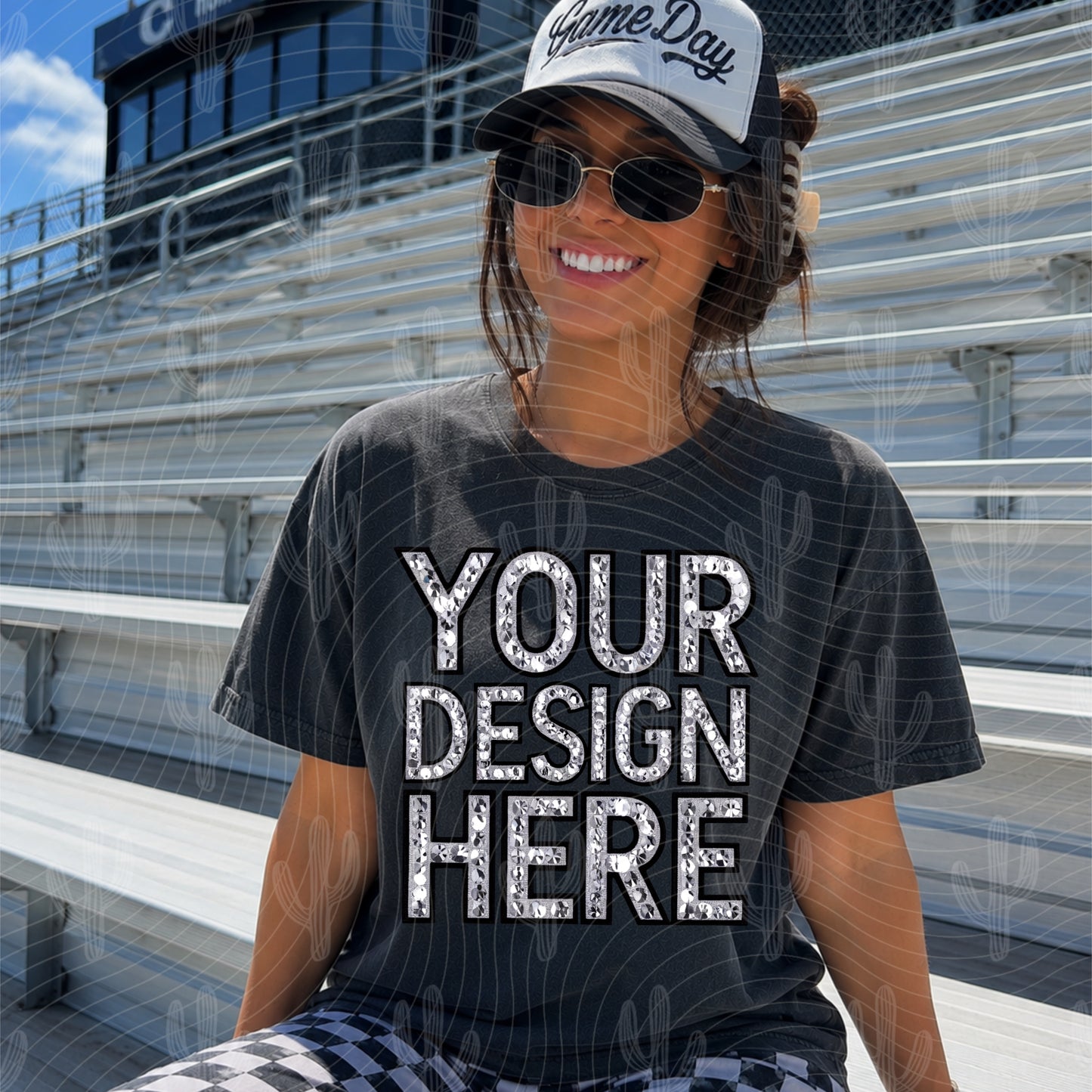 Graphite CC Tee Football Mock Up