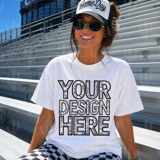 White CC Tee Football Mock Up
