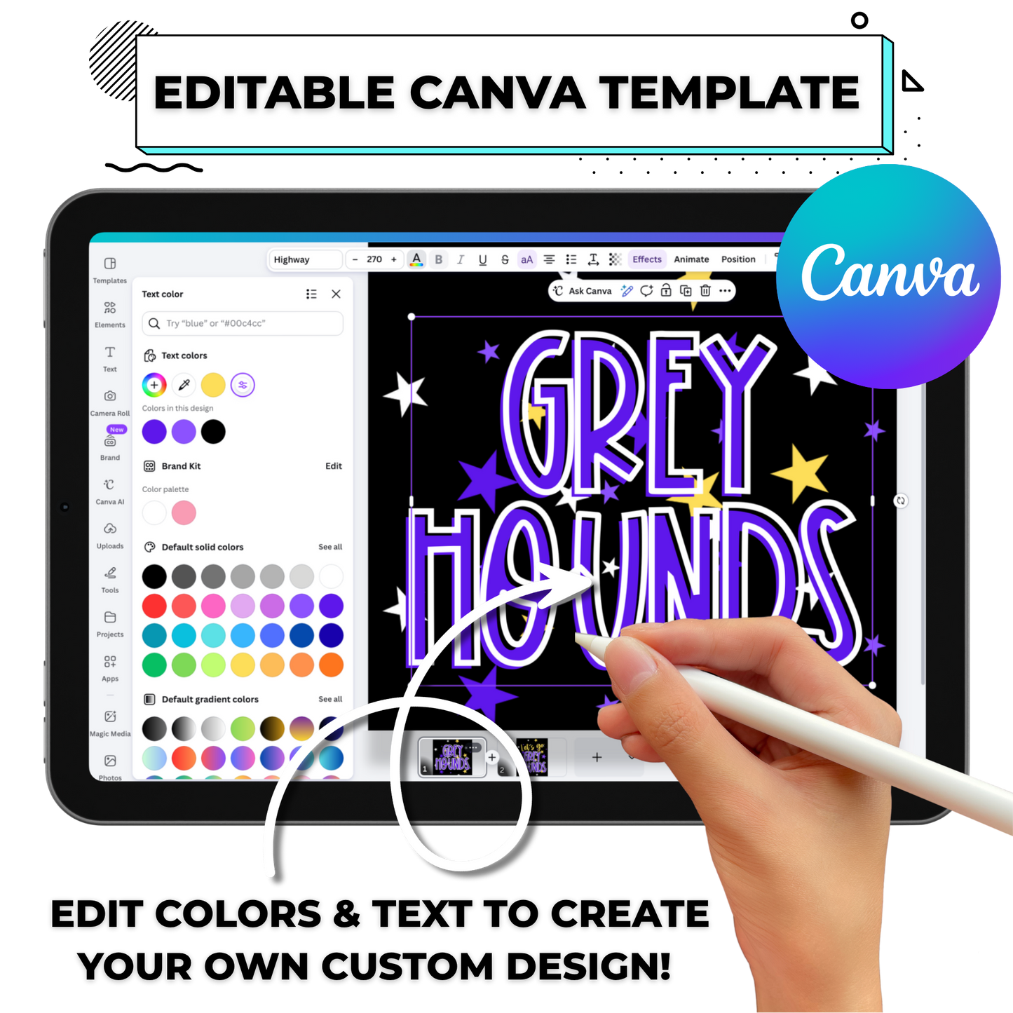Let’s Go Mascot Starry Editable Canva Template (Includes BOTH Front + Back Design) - Instant Digital Download