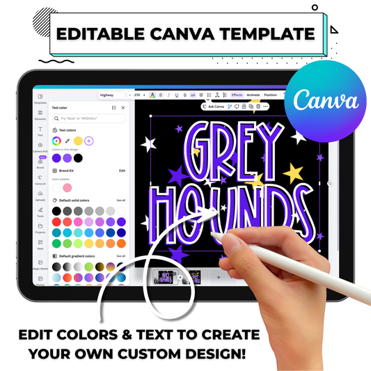 Let’s Go Mascot Starry Editable Canva Template (Includes BOTH Front + Back Design) - Instant Digital Download