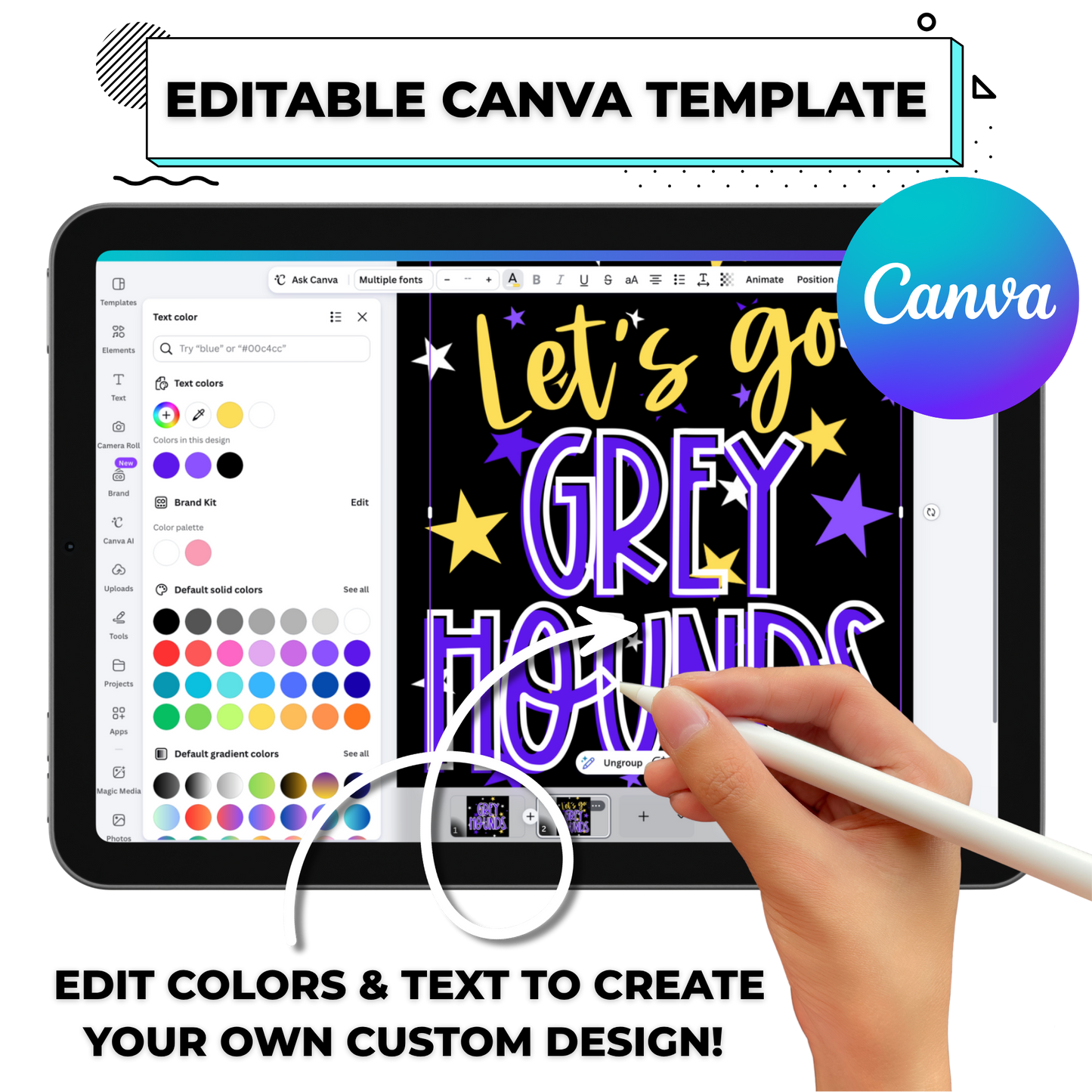 Let’s Go Mascot Starry Editable Canva Template (Includes BOTH Front + Back Design) - Instant Digital Download