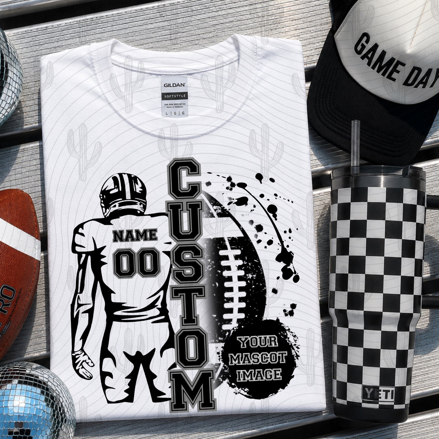 Custom Football Player Editable Canva Template (Both White/Black Colors) - Instant Digital Download