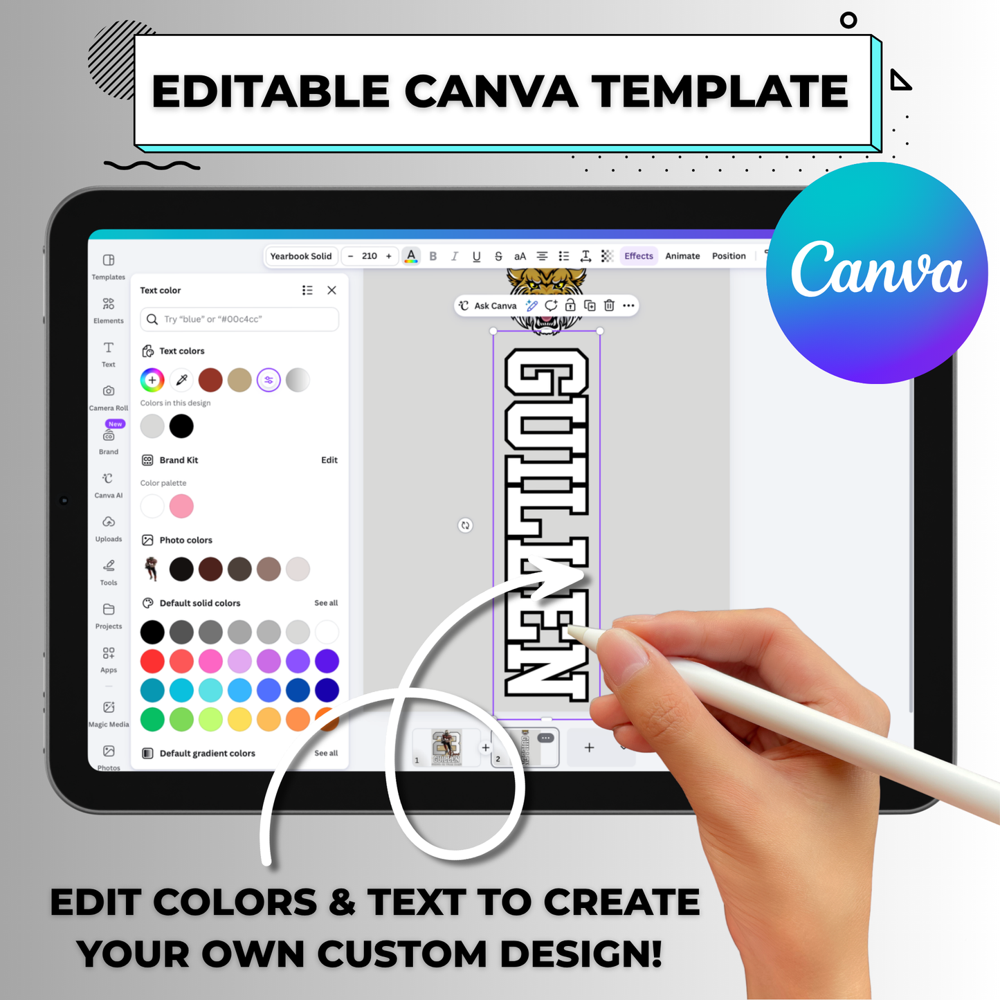 Custom Photo Sports Player/Fan Design Editable Canva Template (Includes BOTH Front + Back Design) - Instant Digital Download