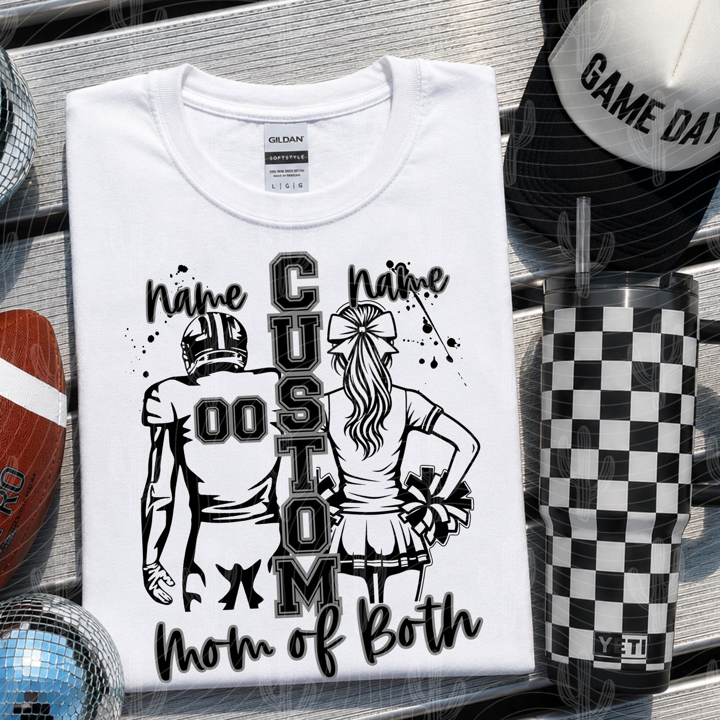 Custom Football/Cheerleader Mom Of Both Design Editable Canva - Instant Digital Download