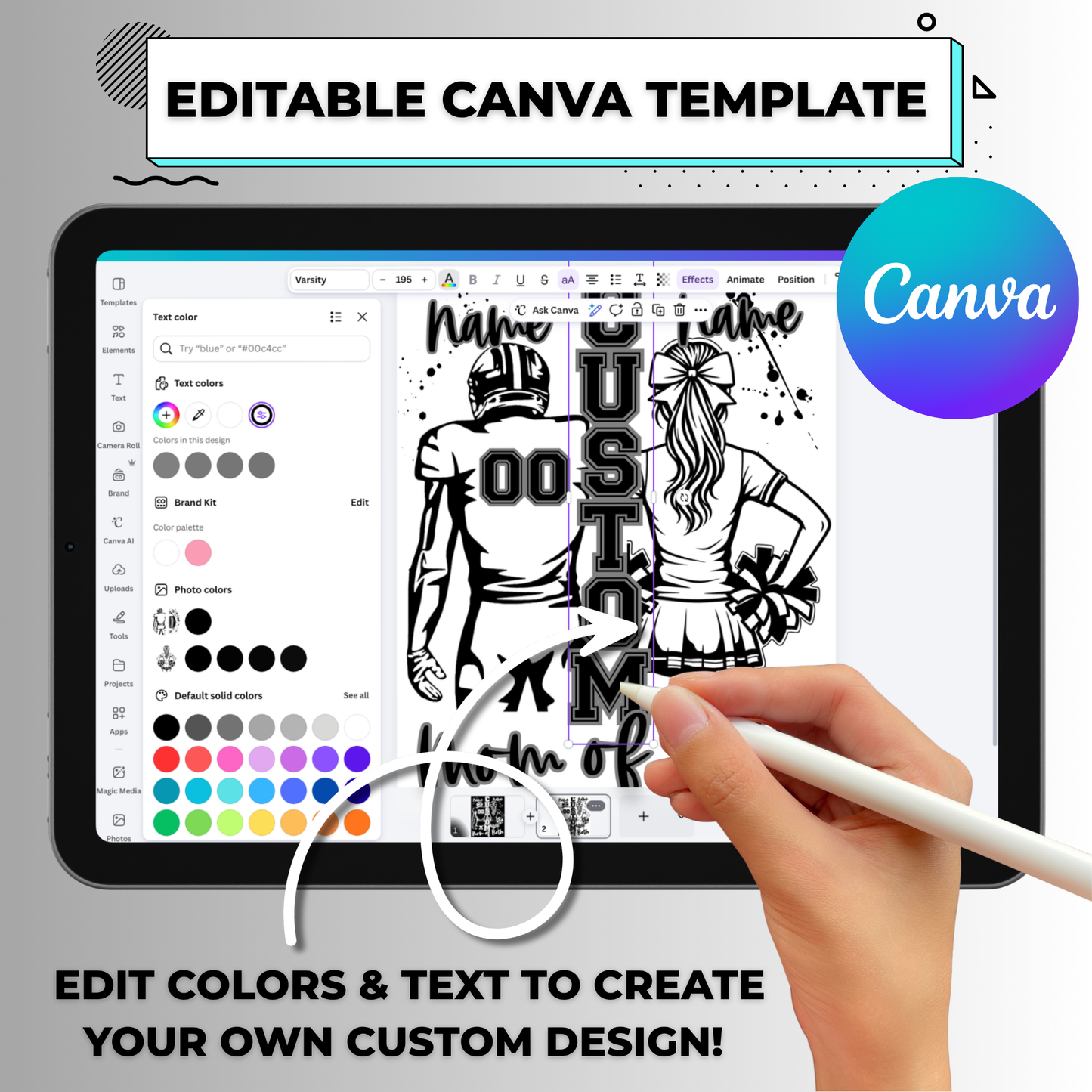 Custom Football/Cheerleader Mom Of Both Design Editable Canva - Instant Digital Download