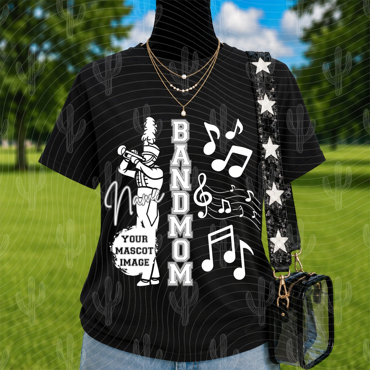 Custom Band Mascot Editable Canva Template (Both White/Black Colors) - Instant Digital Download