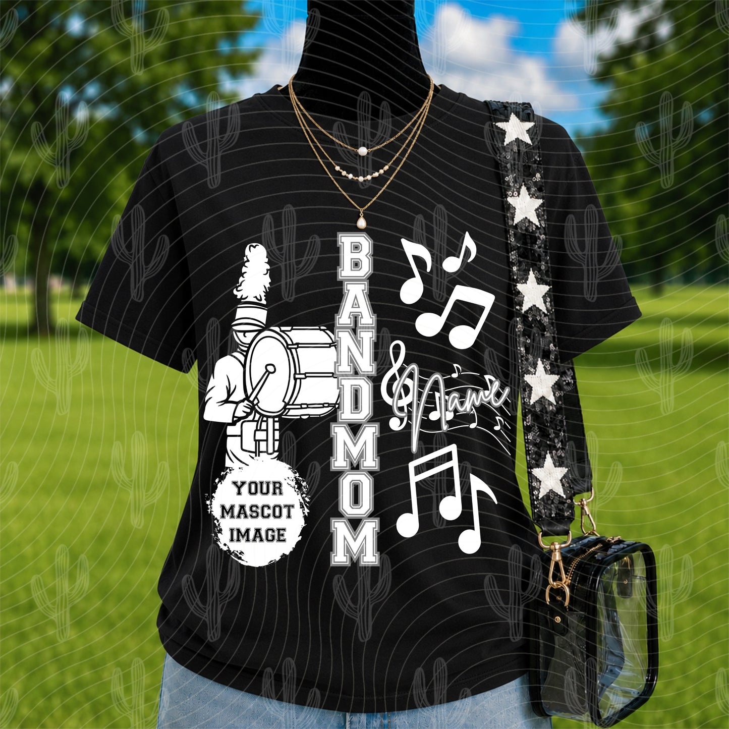 Custom Band Mascot Editable Canva Template (Both White/Black Colors) - Instant Digital Download