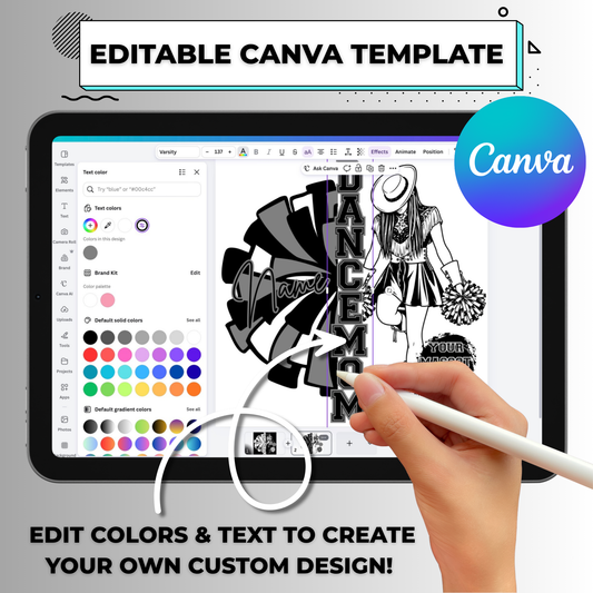 Custom Drill Dance Mascot Editable Canva Template (Both White/Black Colors) - Instant Digital Download