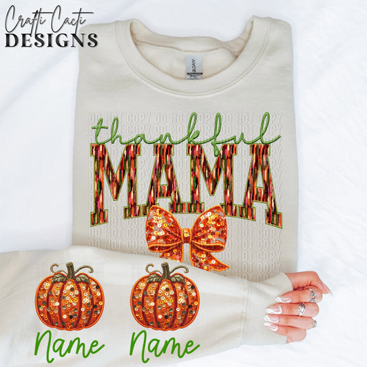 Thankful Mama - Sleeve Design Included - Faux Embroidery Digital Download