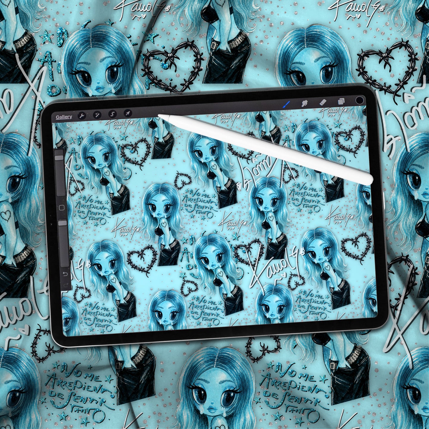 Karol G NMADPT Blue Seamless Digital Download