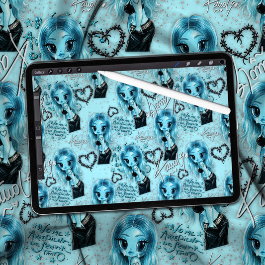 Karol G NMADPT Blue Seamless Digital Download