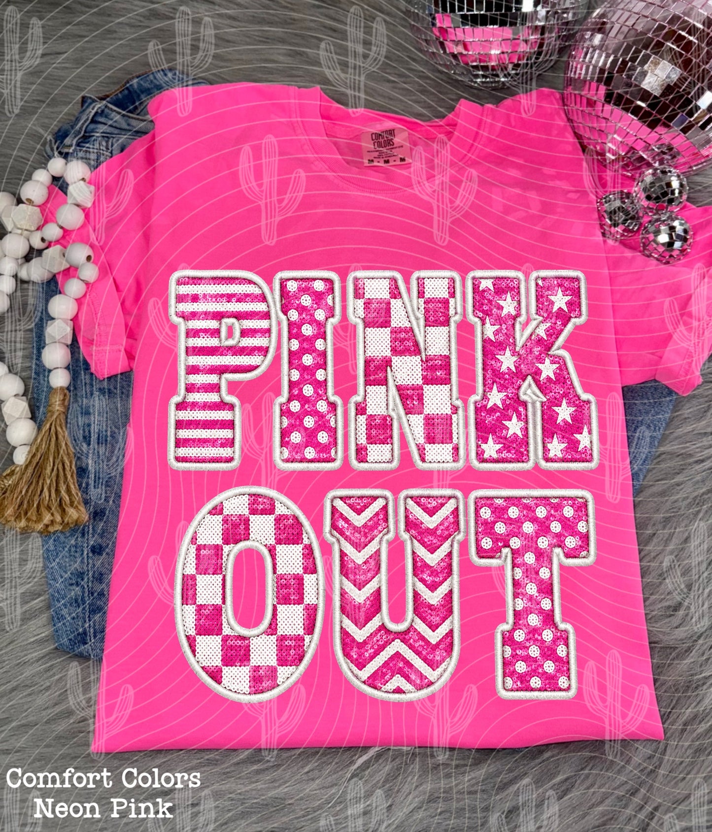 Pink Out Faux Embroidery + Sequin - Digital Download