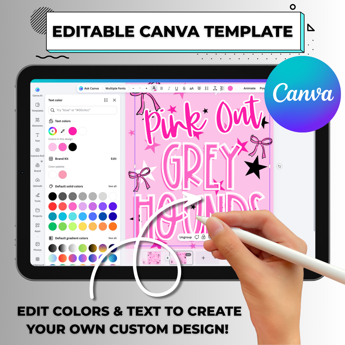 Custom PINK OUT Mascot Editable Canva Template (Includes BOTH Front + Back Design) - Instant Digital Download