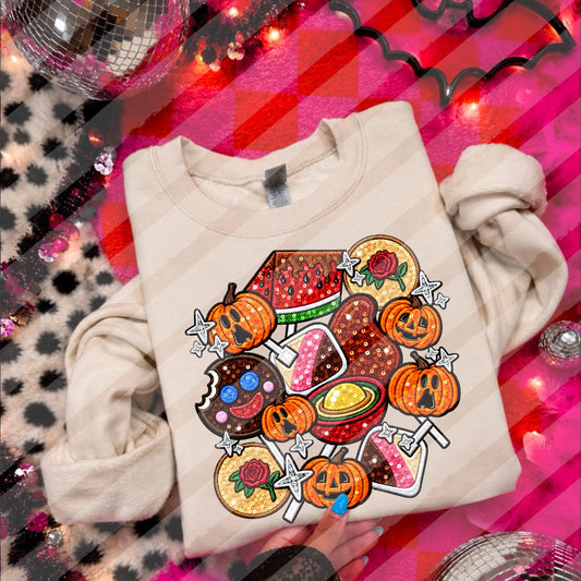 Halloween Mexican Candies Faux Sequin Embroidery - Hispanic - Digital Download