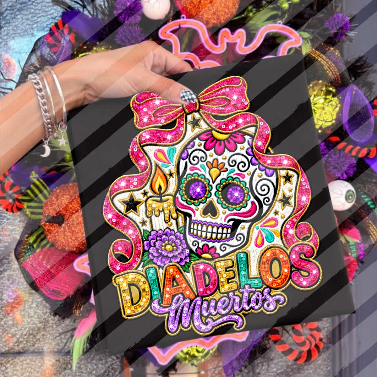 Dia De Los Muertos Faux Sequin Embroidery - Hispanic - Digital Download