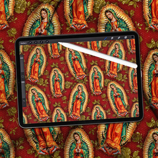 Virgin Mary Red Seamless Digital Download