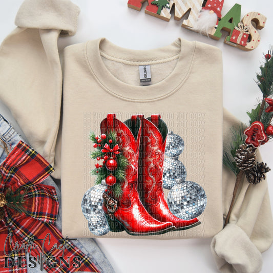 Christmas Disco Cowgirl Boots - Digital Download