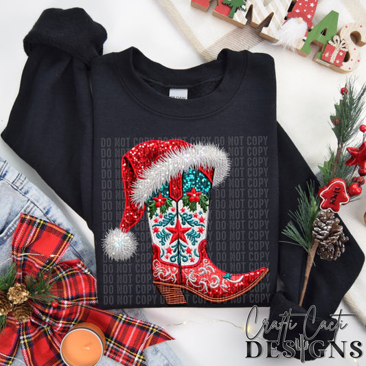 Christmas Cowgirl Boot - Digital Download