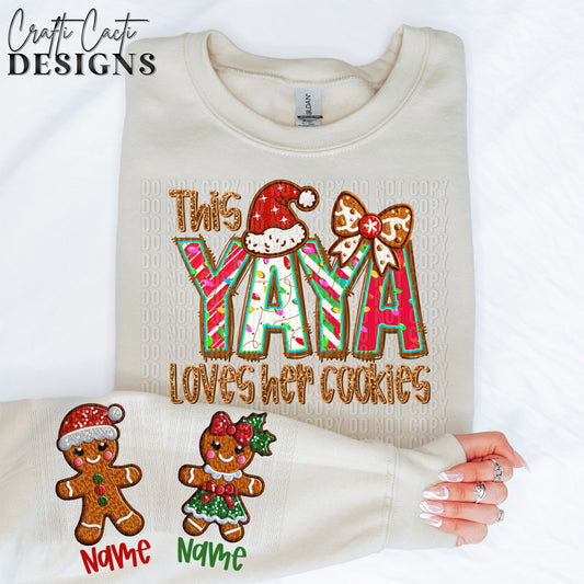 This YAYA Loves Her Cookies - 2 Options Available - Faux Embroidery Digital Download