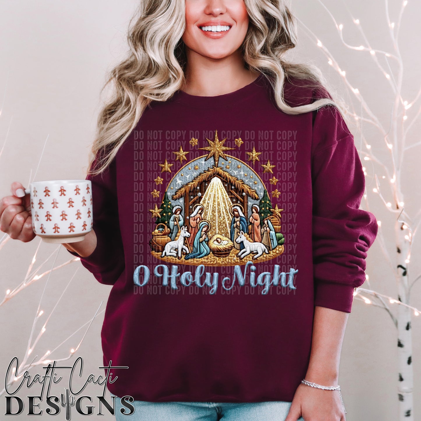 O Holy Night (All Colors Included) - Faux Embroidery - Digital Download