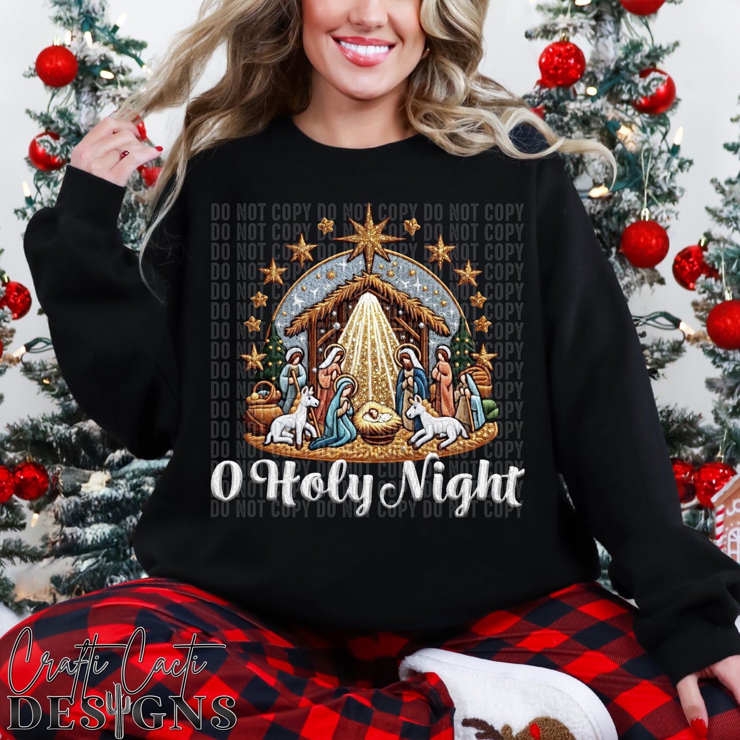 O Holy Night (All Colors Included) - Faux Embroidery - Digital Download