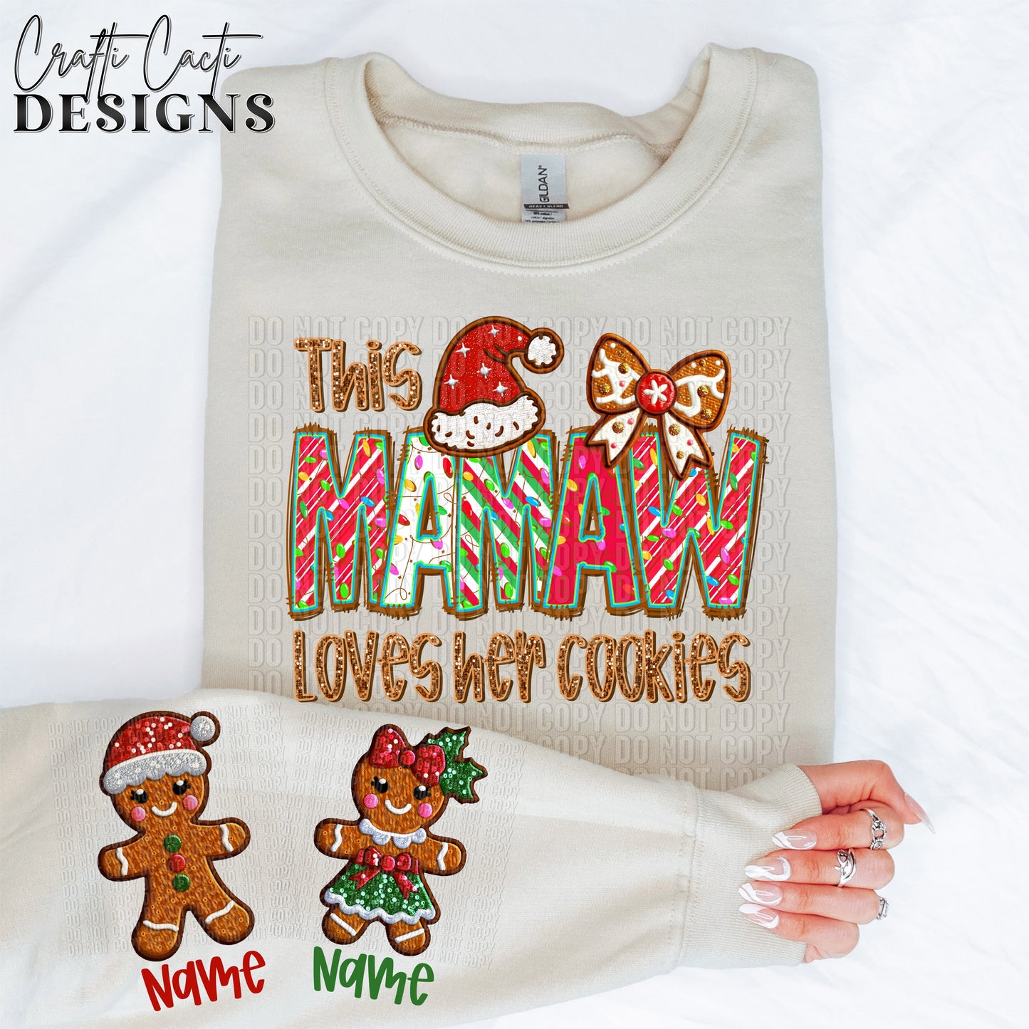 This MAMAW Loves Her Cookies - 2 Options Available - Faux Embroidery Digital Download